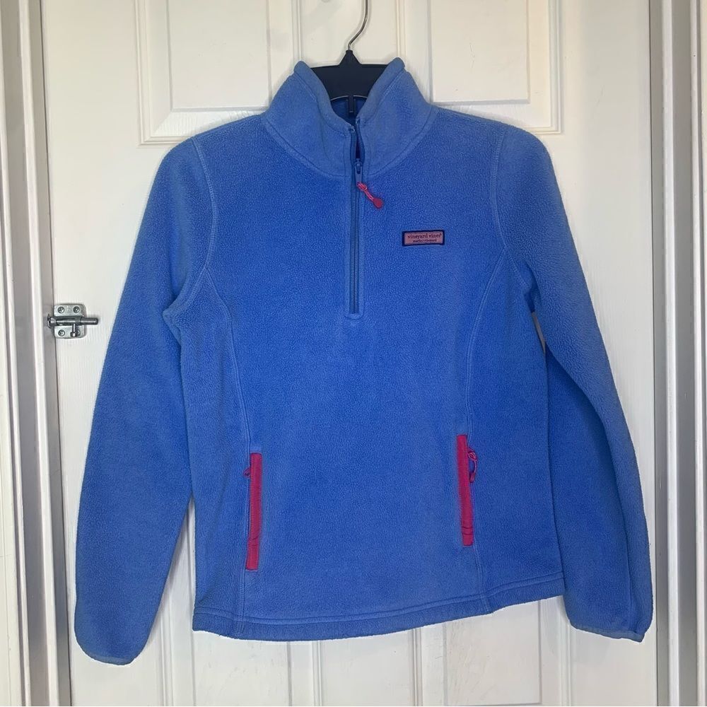 Vineyard Vines Sherpa 1/2 - Zip in Marlin Blue Pockets Size Small
